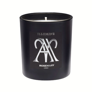 Illumine Aries Rosemary Candle with a white background