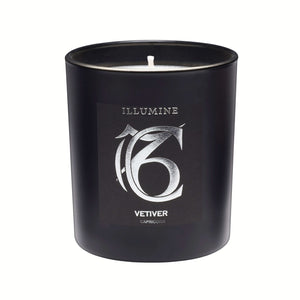 Illumine Capricorn Vetiver Candle with a white background