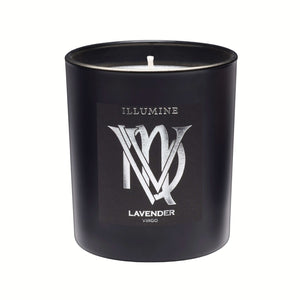 Illumine Virgo Lavender Candle with a white background